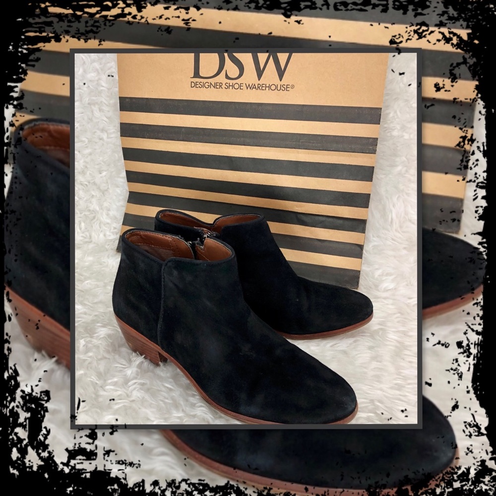 SAM EDELMAN PETTY BLACK SUEDE BOOTIE 7